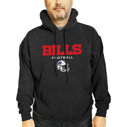Buffalo Bills Adult NFL Football Helmet Heather Hooded Sweatshirt  - Charcoal