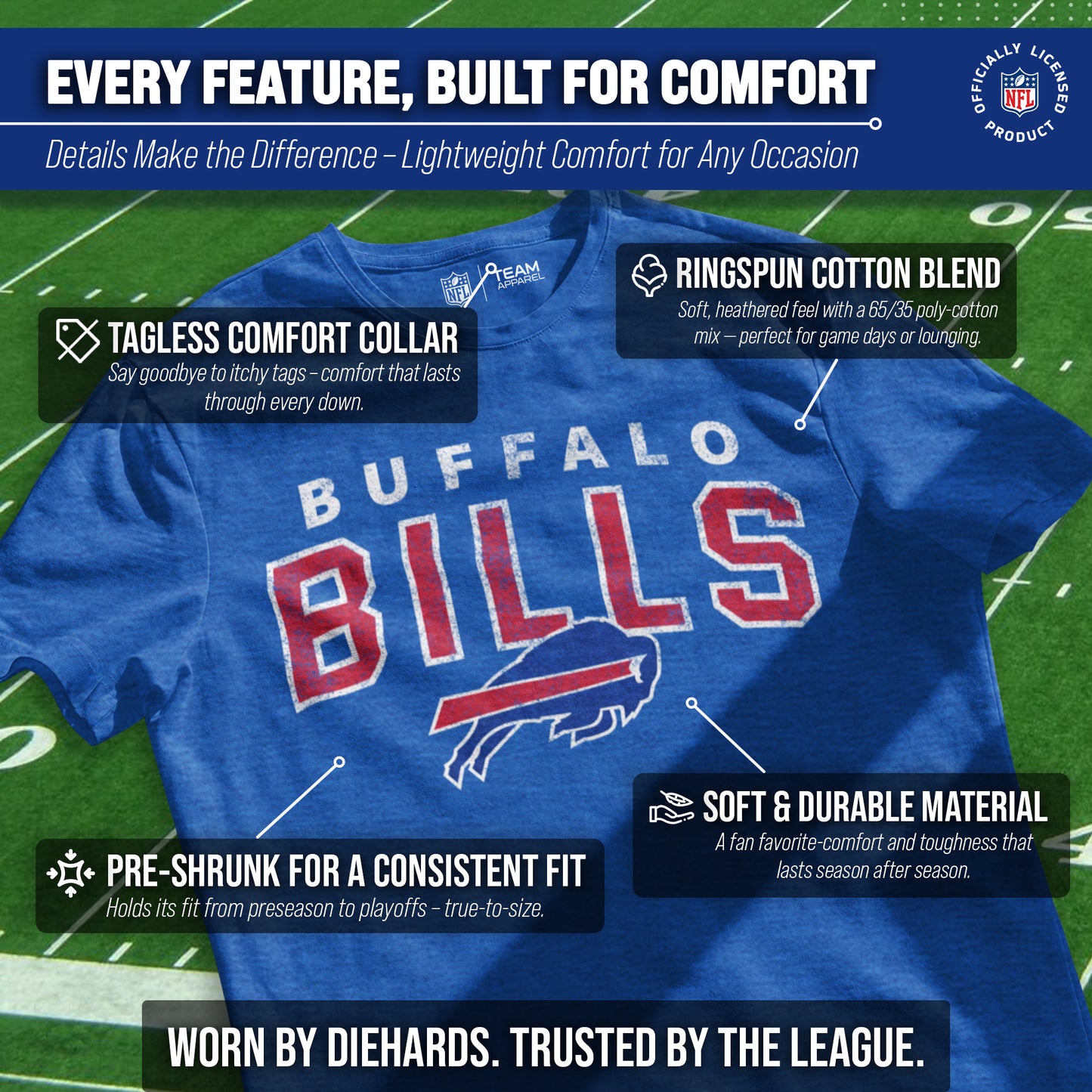 Buffalo Bills NFL Starting Fresh Short Sleeve Heather T-Shirt - Royal