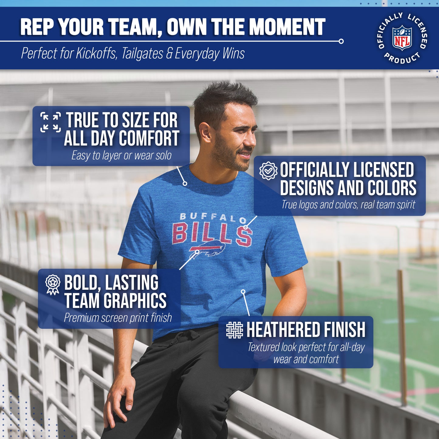 Buffalo Bills NFL Starting Fresh Short Sleeve Heather T-Shirt - Royal