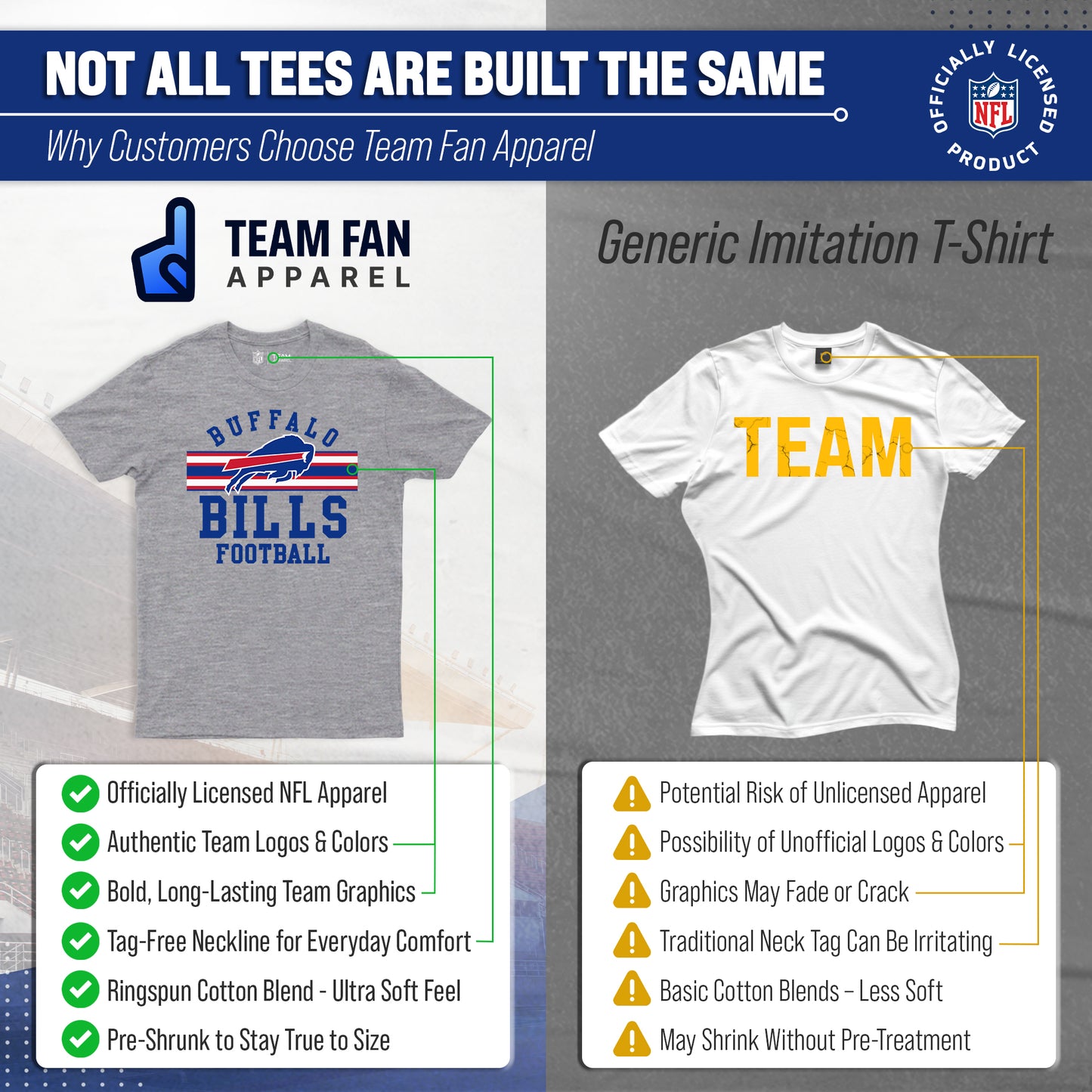 Buffalo Bills NFL Adult Short Sleeve Team Stripe Tee - Sport Gray