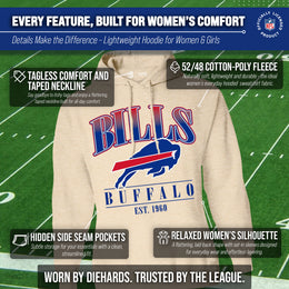 Buffalo Bills Ladies NFL Starstruck Fleece Pullover Hooded Sweatshirt - Cream