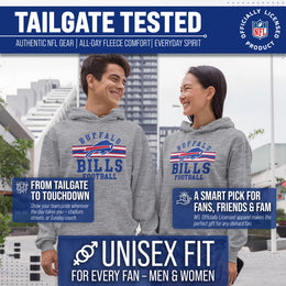 Buffalo Bills NFL Team Stripe Hooded Sweatshirt- Soft Pullover Sports Hoodie For Men & Women - Sport Gray