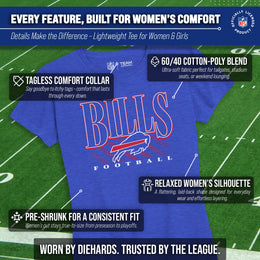 Buffalo Bills NFL Womens Overtime Blueprint Tag-Less T-Shirt - Royal