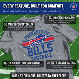 Buffalo Bills NFL Youth Property Of Short Sleeve Lightweight T Shirt - Sport Gray
