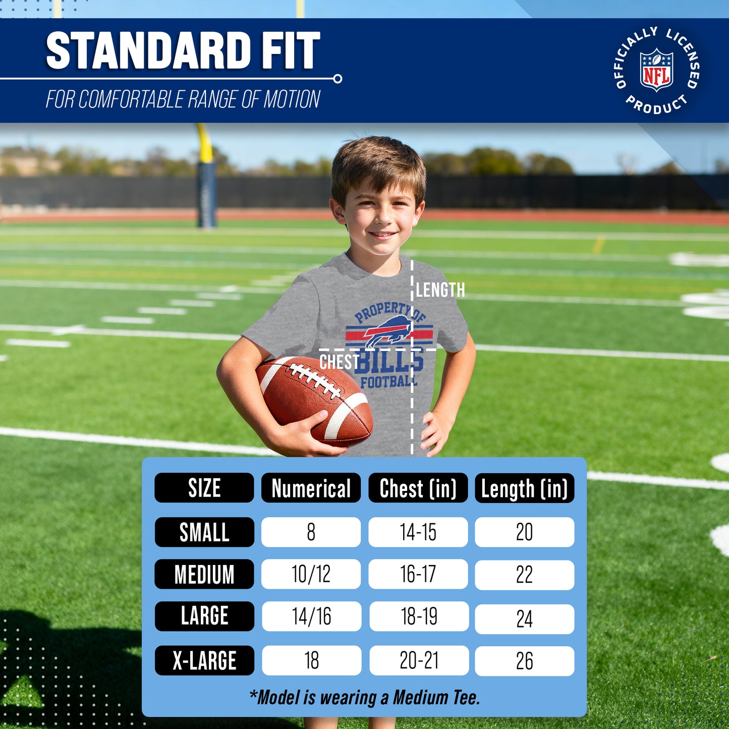 Buffalo Bills NFL Youth Property Of Short Sleeve Lightweight T Shirt - Sport Gray