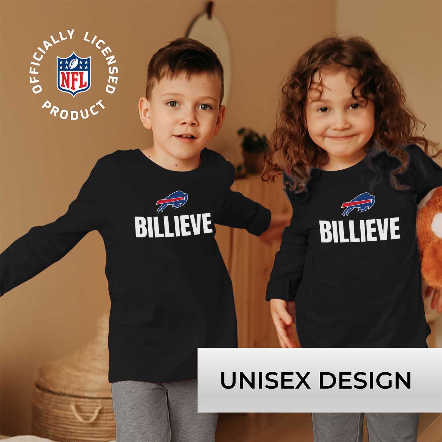 Buffalo Bills NFL Youth Team Slogan crewneck Sweatshirt - Black