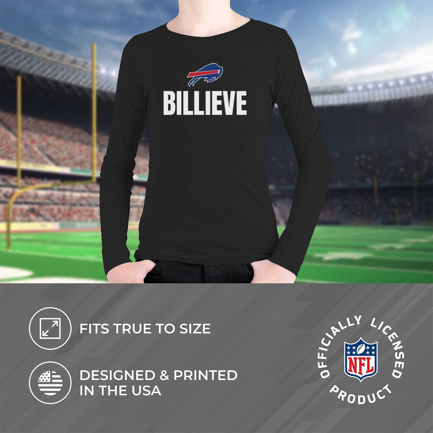 Buffalo Bills NFL Youth Team Slogan crewneck Sweatshirt - Black