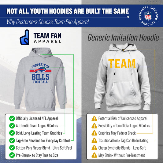 Buffalo Bills NFL Youth Property Of Hooded Sweatshirt - Sport Gray