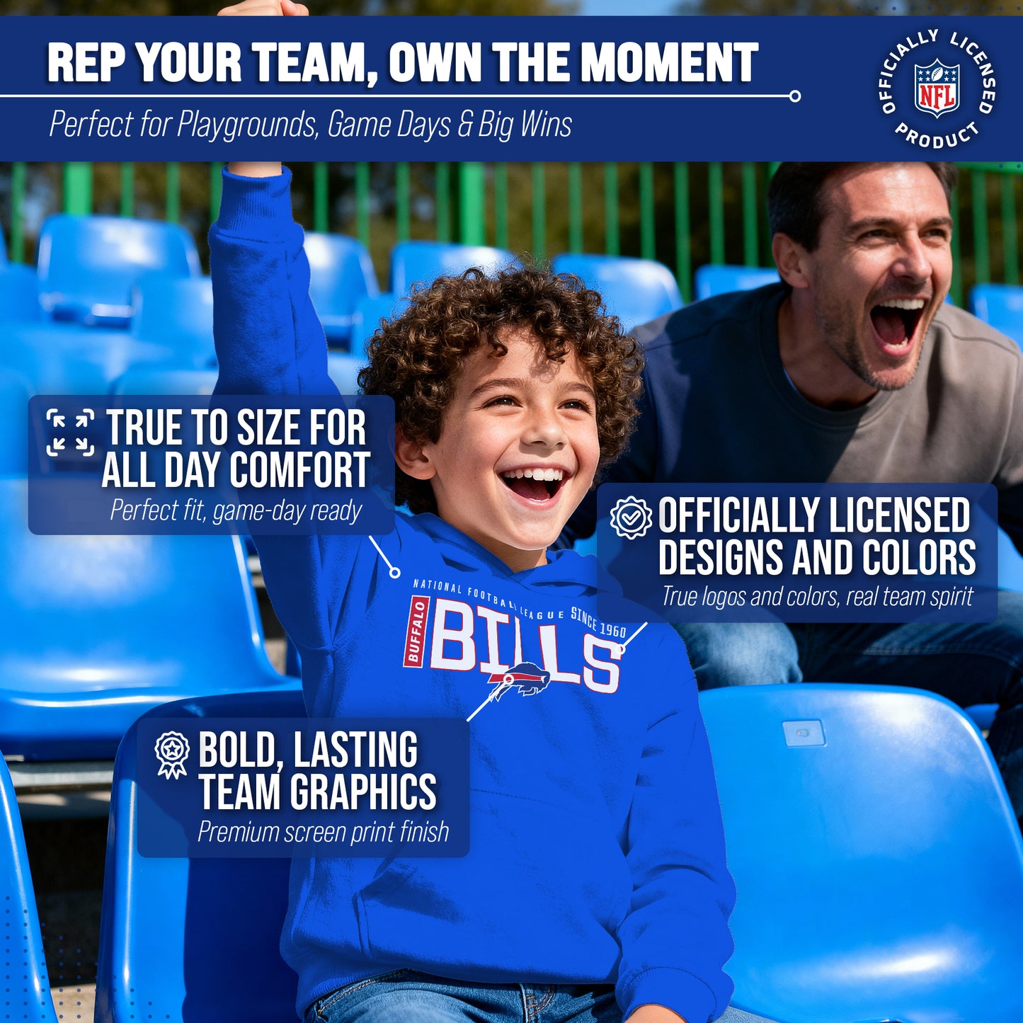 Buffalo Bills NFL Youth Modern Endzone Football Fleece Hooded Sweatshirt - Royal