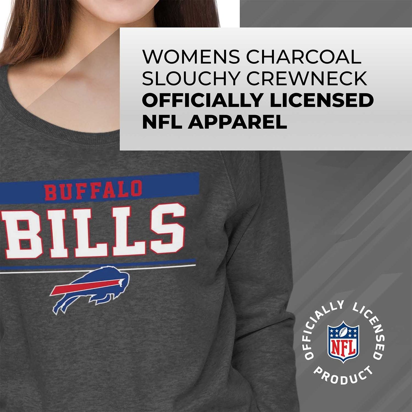 Buffalo Bills NFL Womens Charcoal Crew Neck Football Apparel - Charcoal