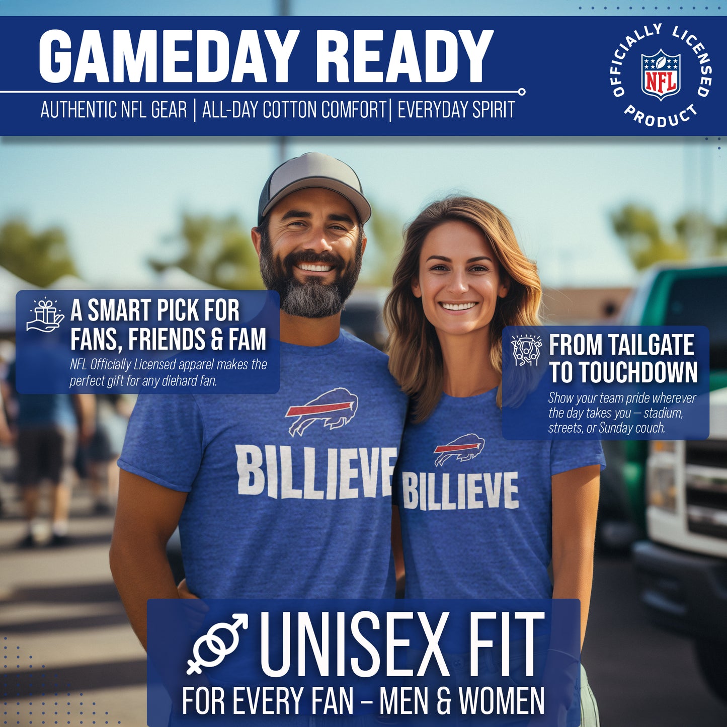 Buffalo Bills NFL Adult Team Slogan Unisex T-Shirt - Royal