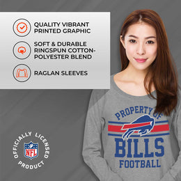 Buffalo Bills NFL Womens Property of Lighweight Crew Neck - Sport Gray