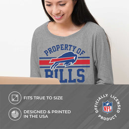 Buffalo Bills NFL Womens Property of Lighweight Crew Neck - Sport Gray