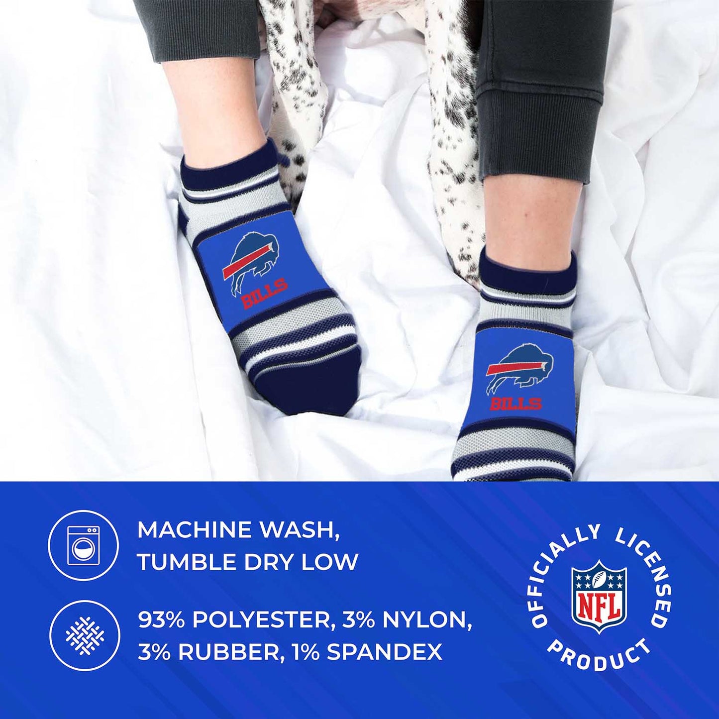Buffalo Bills NFL Adult Marquis Addition No Show Socks - Royal