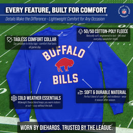 Buffalo Bills NFL Adult Unisex Retro Gameday Ultra Soft Fleece Crewneck Sweatshirt - Royal