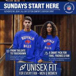 Buffalo Bills NFL Adult Unisex Retro Gameday Ultra Soft Fleece Crewneck Sweatshirt - Royal