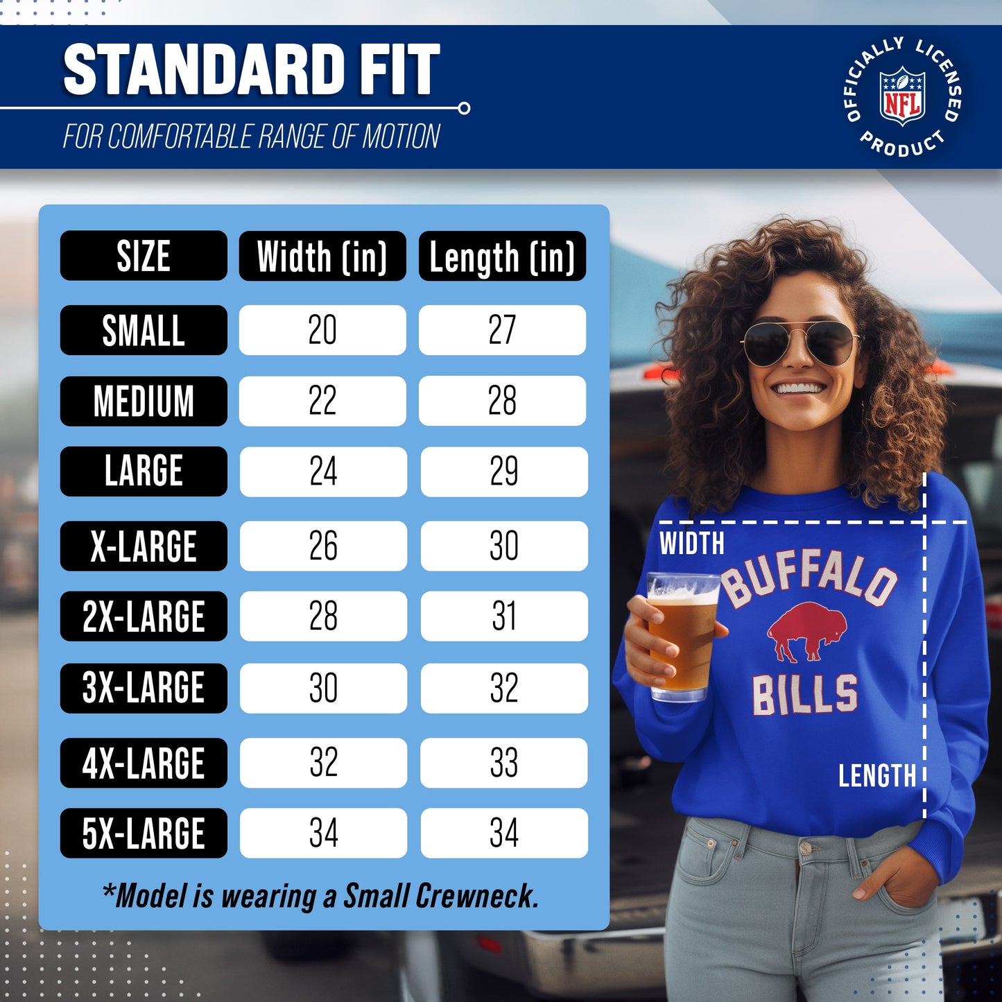 Buffalo Bills NFL Adult Unisex Retro Gameday Ultra Soft Fleece Crewneck Sweatshirt - Royal