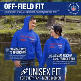 Buffalo Bills Adult NFL Speed Stat Sheet Fleece Hooded Sweatshirt - Royal