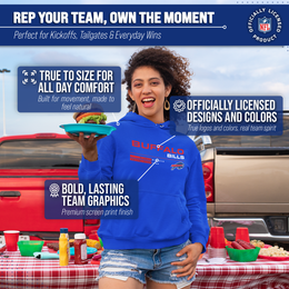 Buffalo Bills Adult NFL Speed Stat Sheet Fleece Hooded Sweatshirt - Royal