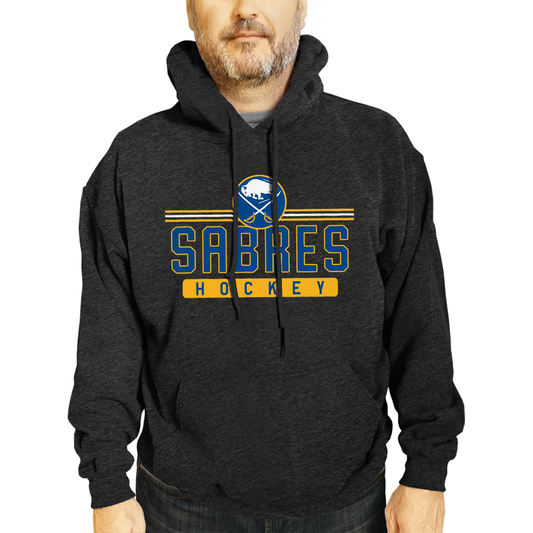 Buffalo Sabres NHL Adult Heather Charcoal True Fan Hooded Sweatshirt Unisex - Charcoal