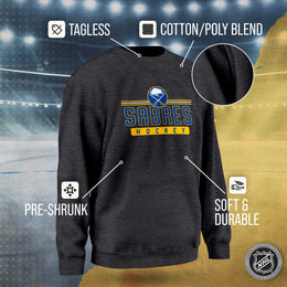 Buffalo Sabres NHL Charcoal True Fan Crewneck Sweatshirt - Charcoal