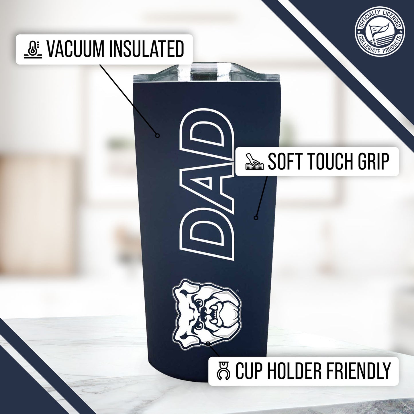 Butler Bulldogs NCAA Stainless Steel Travel Tumbler for Dad - Navy