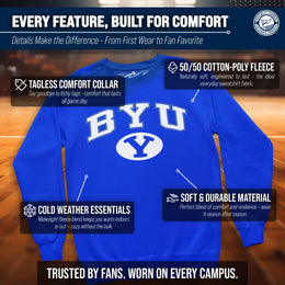 BYU Cougars Adult Arch & Logo Soft Style Gameday Crewneck Sweatshirt - Navy