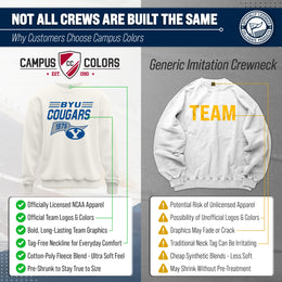 BYU Cougars NCAA Adult Unisex Varsity Club Pennant Crewneck Fleece Sweatshirt - Off White
