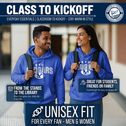 BYU Cougars NCAA Adult Unisex Starting Fresh Heathered Hooded Fleece Sweatshirt - Royal Heather