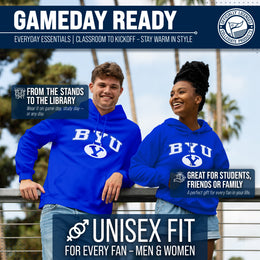 BYU Cougars Adult Arch & Logo Soft Style Gameday Hooded Sweatshirt - Navy