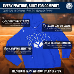 BYU Cougars NCAA Adult Unisex Overtime Classics Hooded Fleece Sweatshirt - Royal