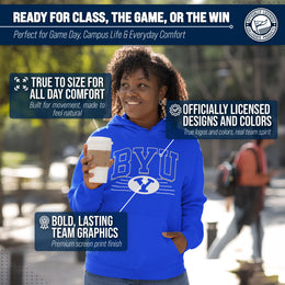 BYU Cougars NCAA Adult Unisex Overtime Classics Hooded Fleece Sweatshirt - Royal