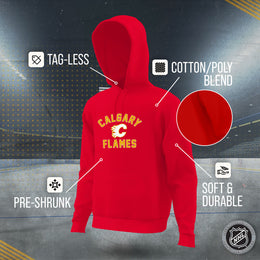 Calgary Flames Adult NHL Primary Logo Hooded Sweatshirt - Red