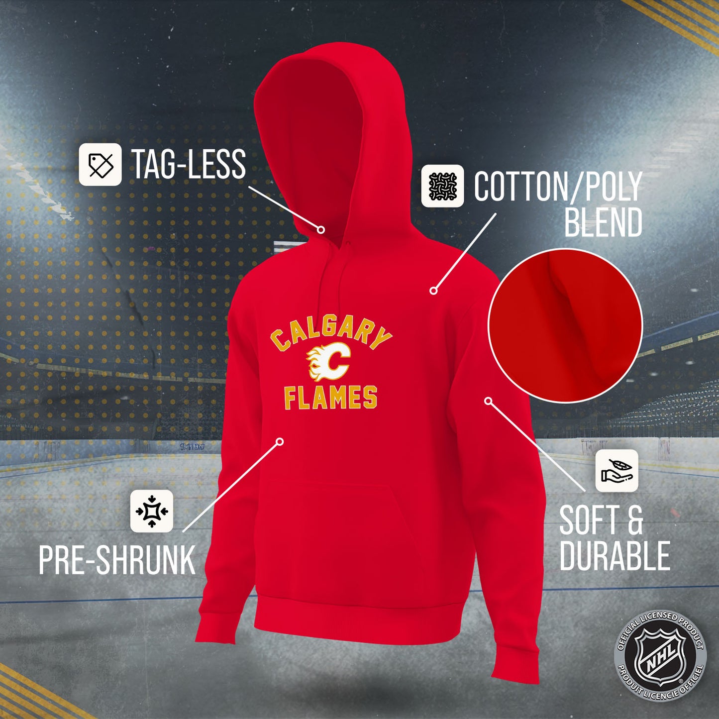Calgary Flames Adult NHL Primary Logo Hooded Sweatshirt - Red