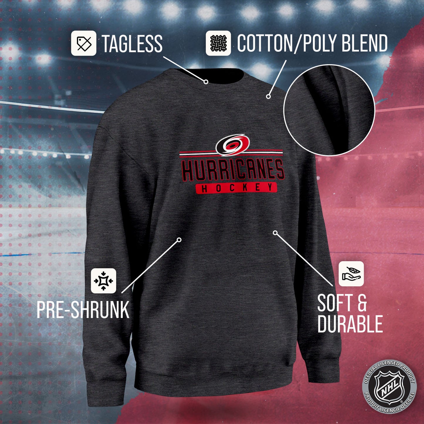 Carolina Hurricanes NHL Charcoal True Fan Crewneck Sweatshirt - Charcoal
