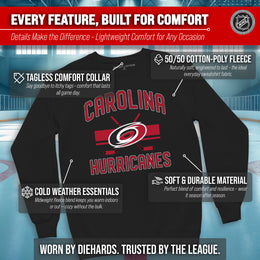 Carolina Hurricanes Adult NHL Faceoff Hockey Fleece Crewneck Sweatshirt - Black