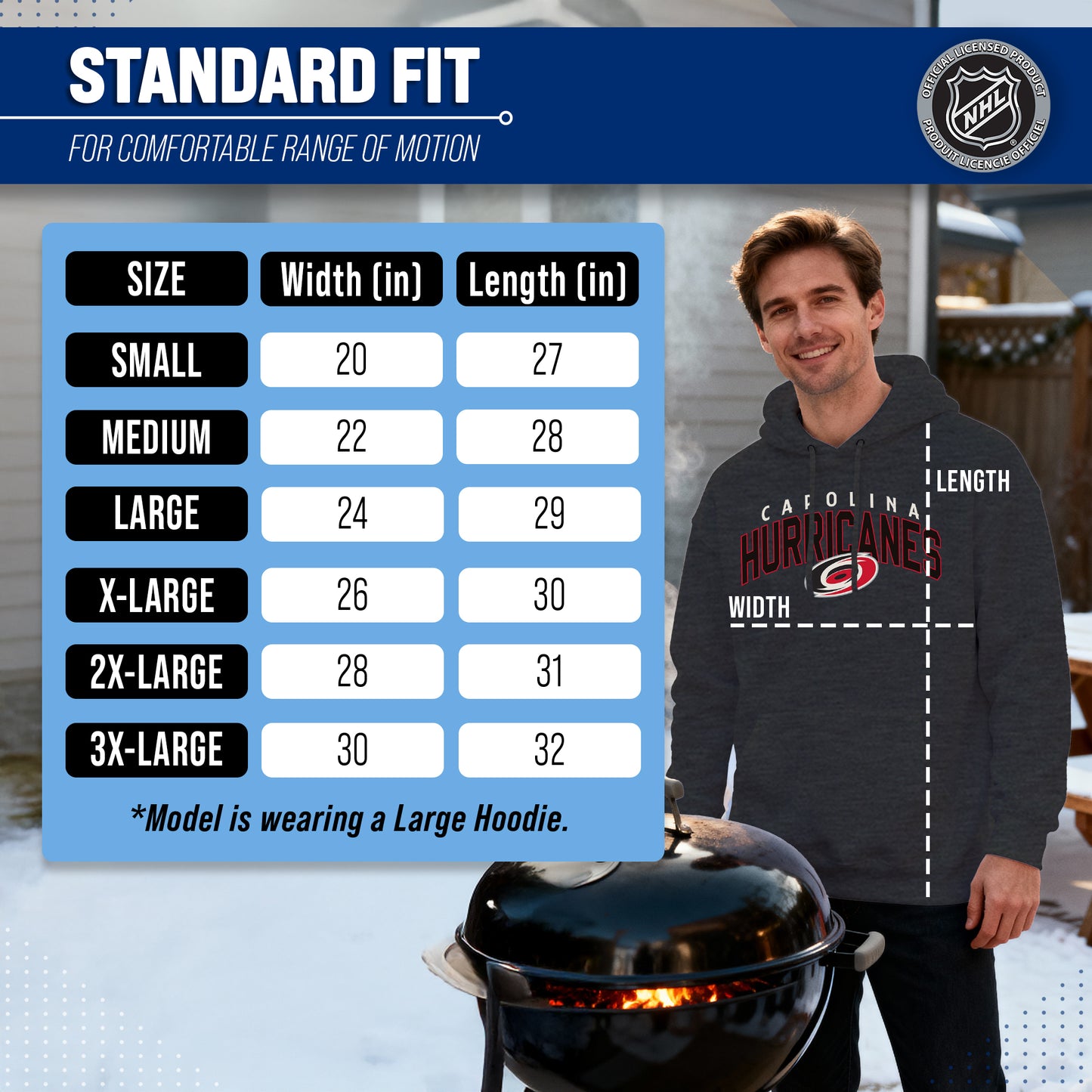 Carolina Hurricanes NHL Adult Unisex Powerplay Hooded Sweatshirt - Black Heather