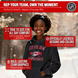 Carolina Hurricanes Adult NHL Faceoff Hockey Fleece Hooded Sweatshirt- Jersey Stripe - Black