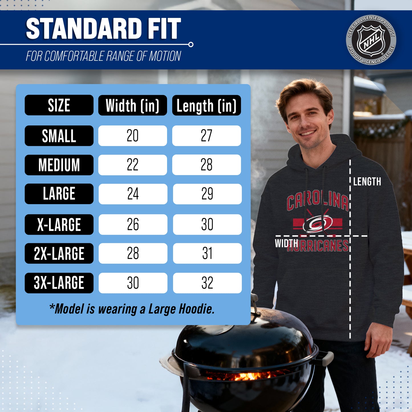 Carolina Hurricanes Adult NHL Faceoff Hockey Fleece Hooded Sweatshirt- Jersey Stripe - Black