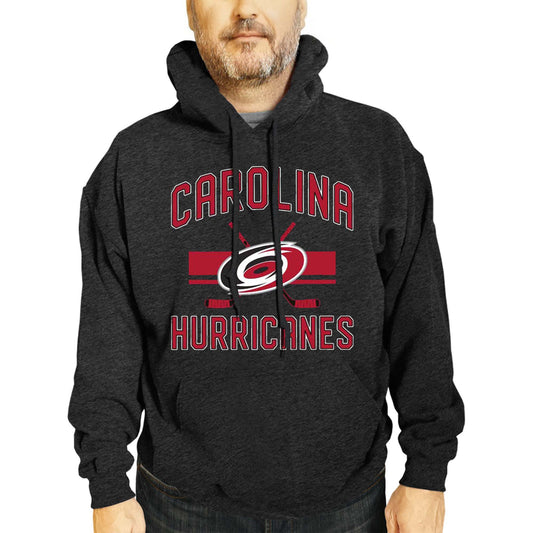 Carolina Hurricanes Adult NHL Faceoff Hockey Fleece Hooded Sweatshirt- Jersey Stripe - Black