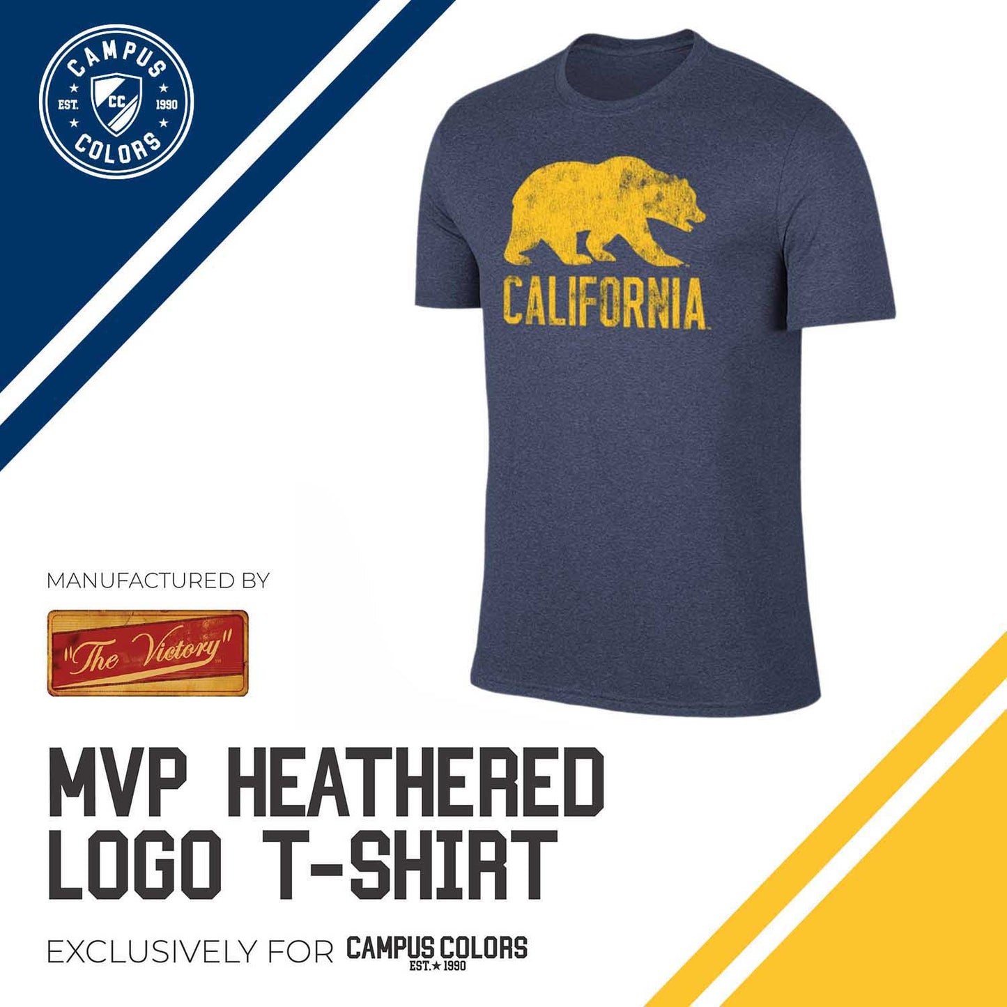 Cal Golden Bears Adult MVP Heathered Cotton Blend T-Shirt - Navy