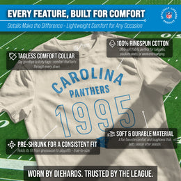 Carolina Panthers NFL Adult Big Date Tag-Less T-Shirt - Natural