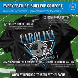 Carolina Panthers NFL Adult Retro Triangle Unisex T-Shirt - Black