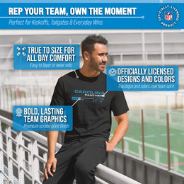 Carolina Panthers Adult NFL Speed Stat Sheet T-Shirt - Black