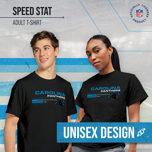 Carolina Panthers Adult NFL Speed Stat Sheet T-Shirt - Black