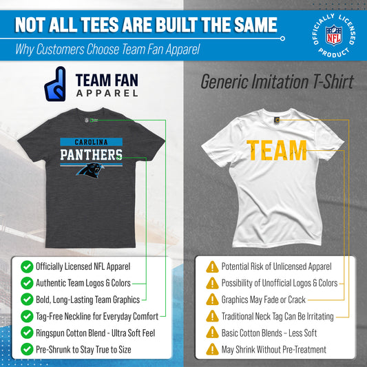 Carolina Panthers NFL Adult Team Block Tagless T-Shirt - Charcoal