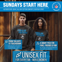 Carolina Panthers Adult NFL Football Helmet Heather Crewneck Sweatshirt - Charcoal