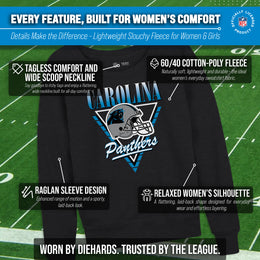 Carolina Panthers NFL Womens Retro Triangle Slouchy Crewneck - Heather Charcoal