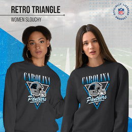 Carolina Panthers NFL Womens Retro Triangle Slouchy Crewneck - Heather Charcoal