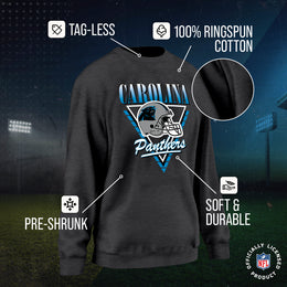 Carolina Panthers NFL Womens Retro Triangle Slouchy Crewneck - Heather Charcoal